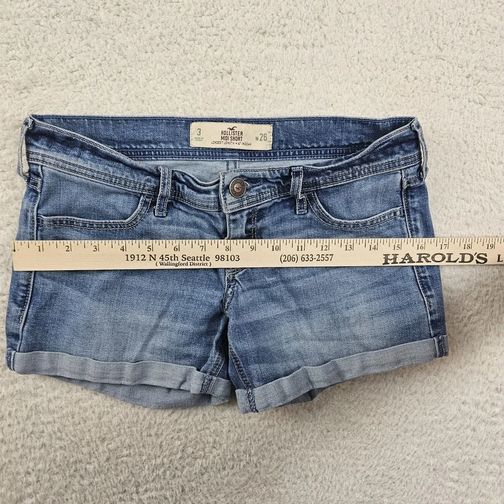 Hollister Midi Jean Shorts Women's 3 26 Blue Longest‎ Length 4